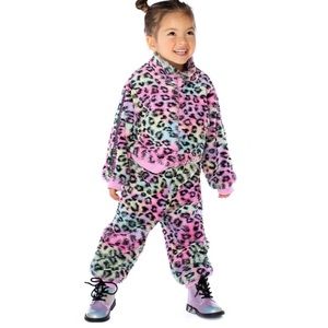(NWT) Baby Sara - Leopard-Print Faux Fur Bomber